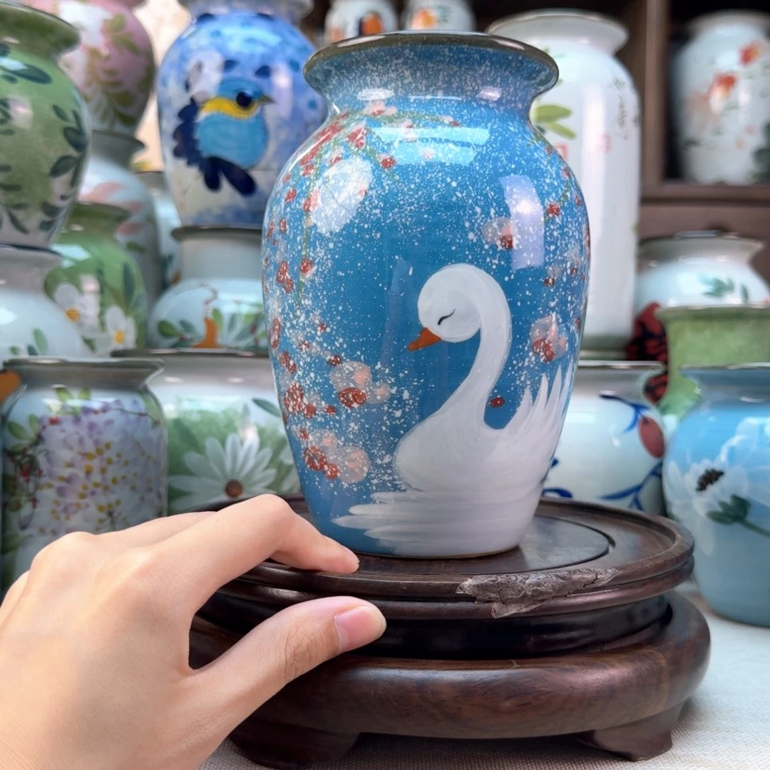 景德镇陶瓷手绘花瓶无孔