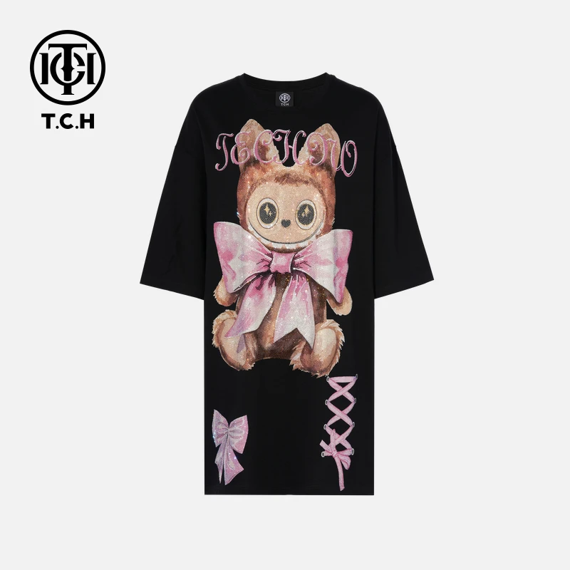 TCH私服烫钻工艺时尚休闲百搭气质连衣裙女T75C30E9001轻奢tch