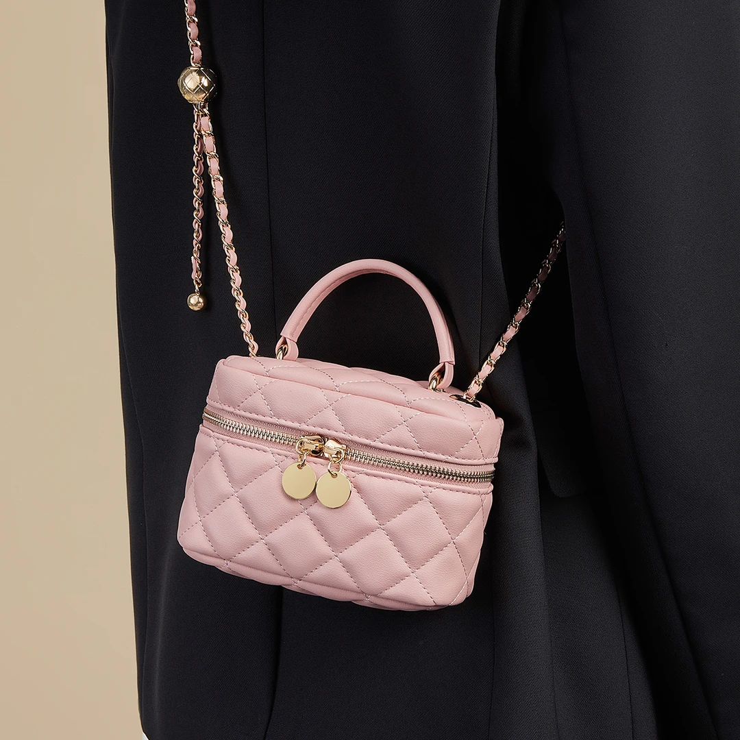 轻奢菱格包小香风盒子包手机包手提单肩斜挎女包