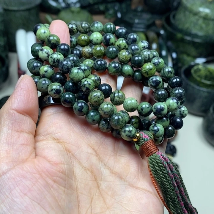 蛇纹石玉未镶嵌手链药王石8毫米108颗