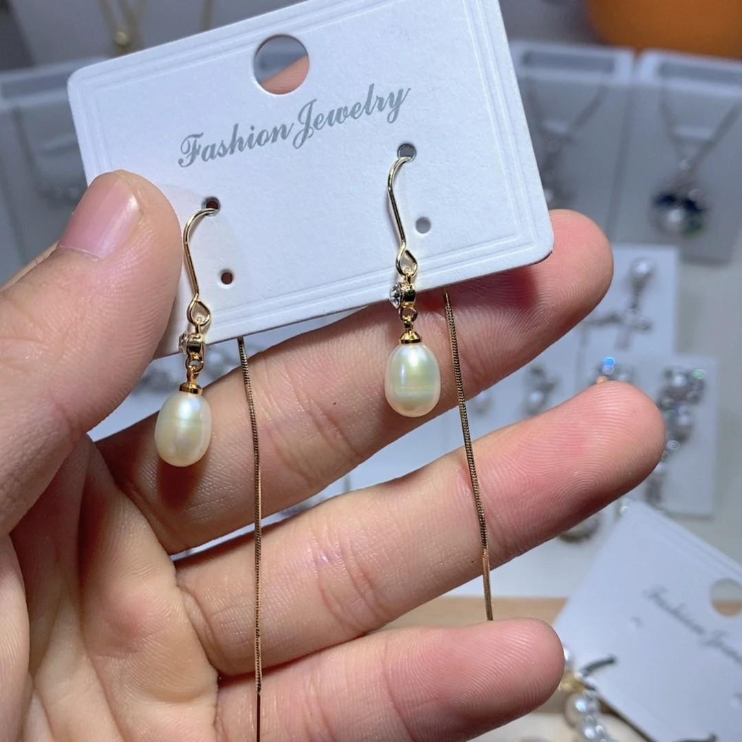 耳饰银S925镶嵌淡水珍珠