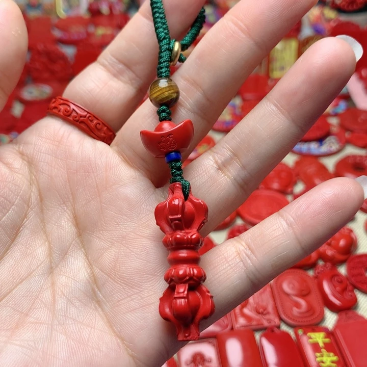 天然辰砂工艺品朱砂钥匙扣