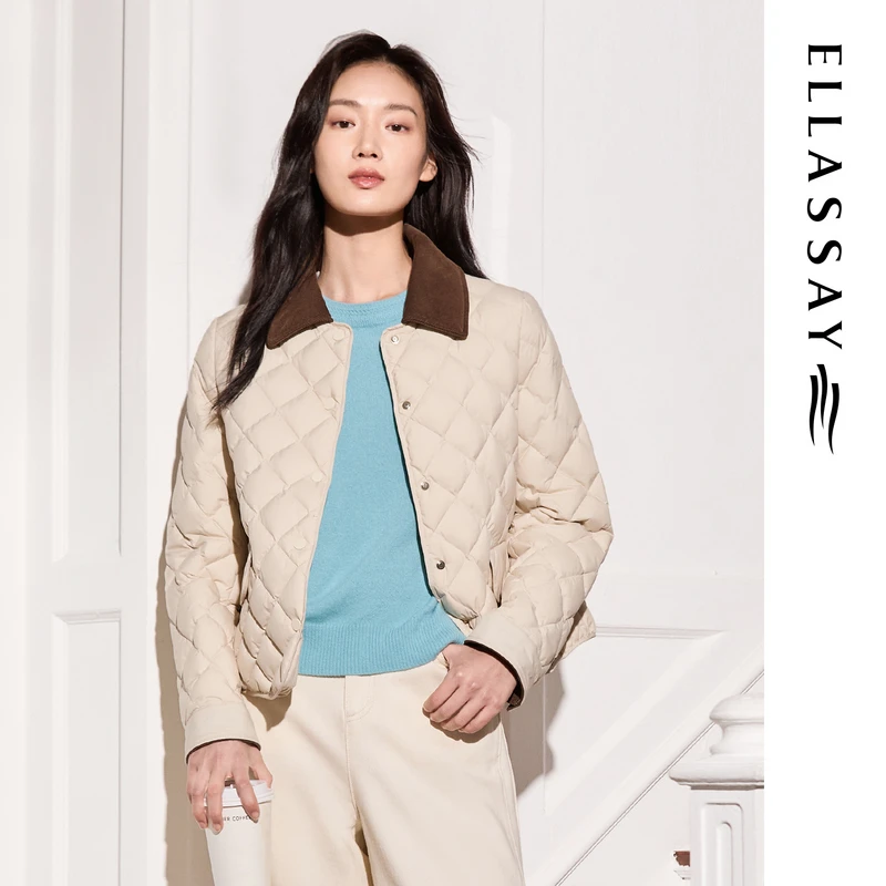 ELLASSAY歌力思2025冬季新款菱形格纹气质女EWW363L04000