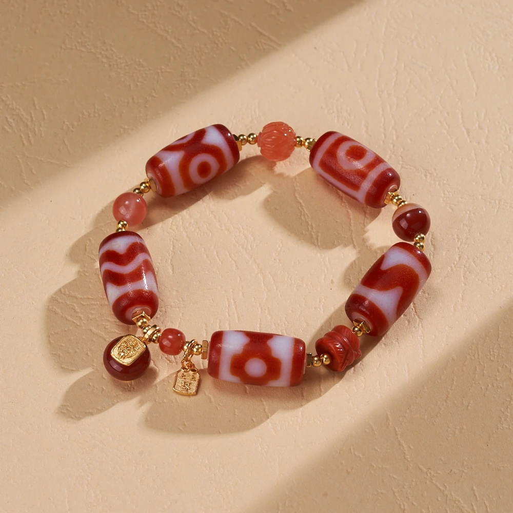 云丹拉姆丨XY红肉桶珠多宝天珠手串多样性发其一约20*11