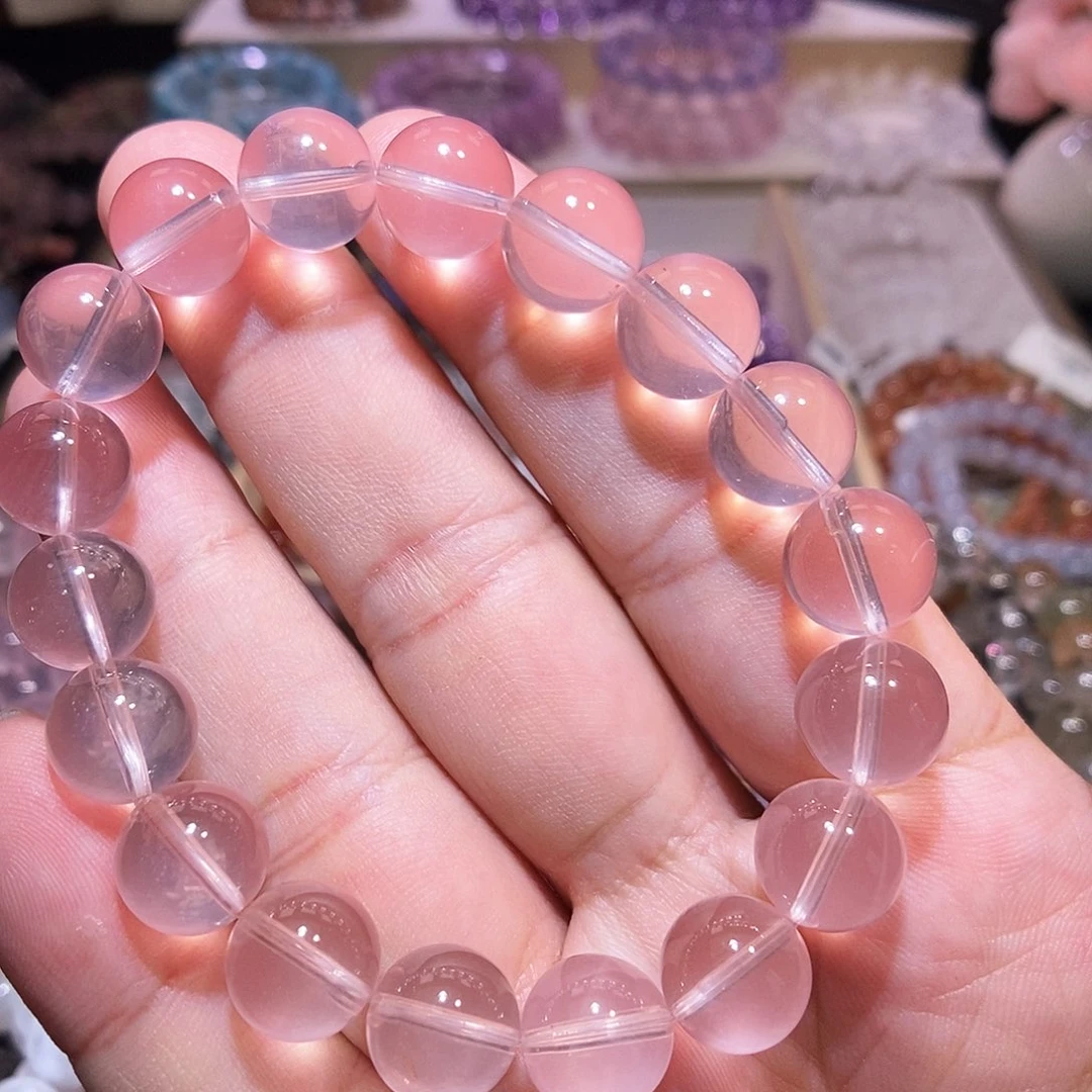 未镶嵌手链水晶冰橘粉10mm