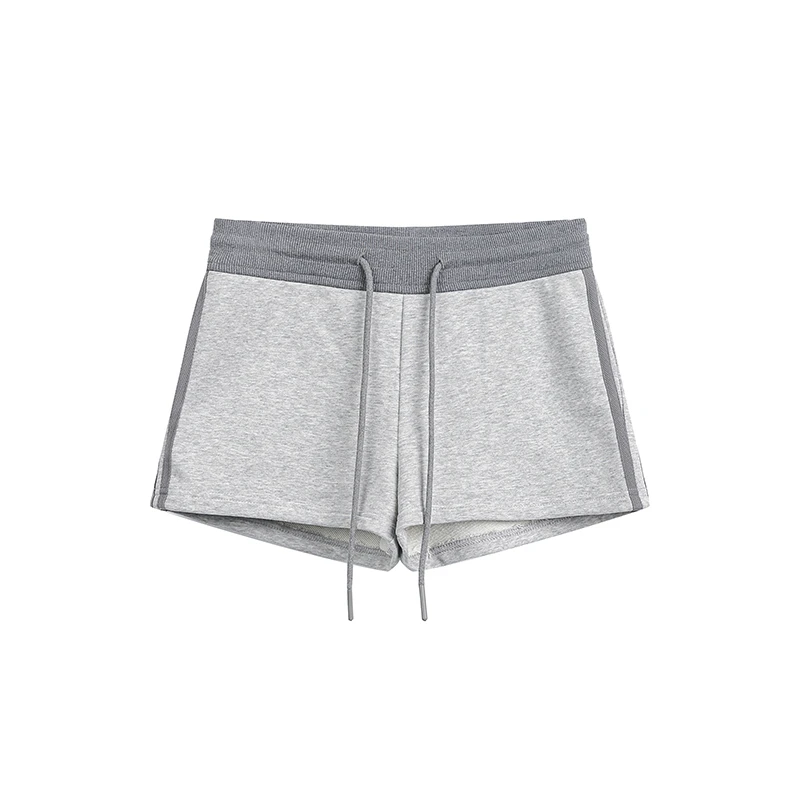 美式辣妹高腰抽绳运动短裤女夏季撞色条纹健身瑜伽休闲热裤