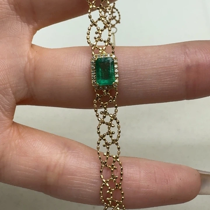 手链18K金镶嵌祖母绿