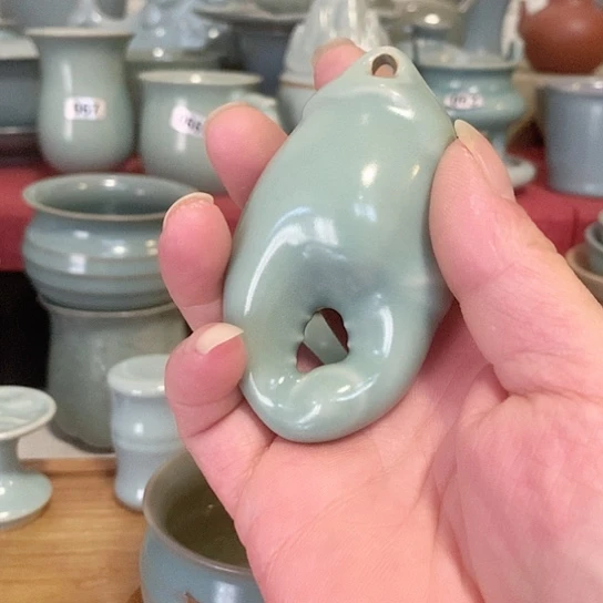 原产地汝瓷，手把件，