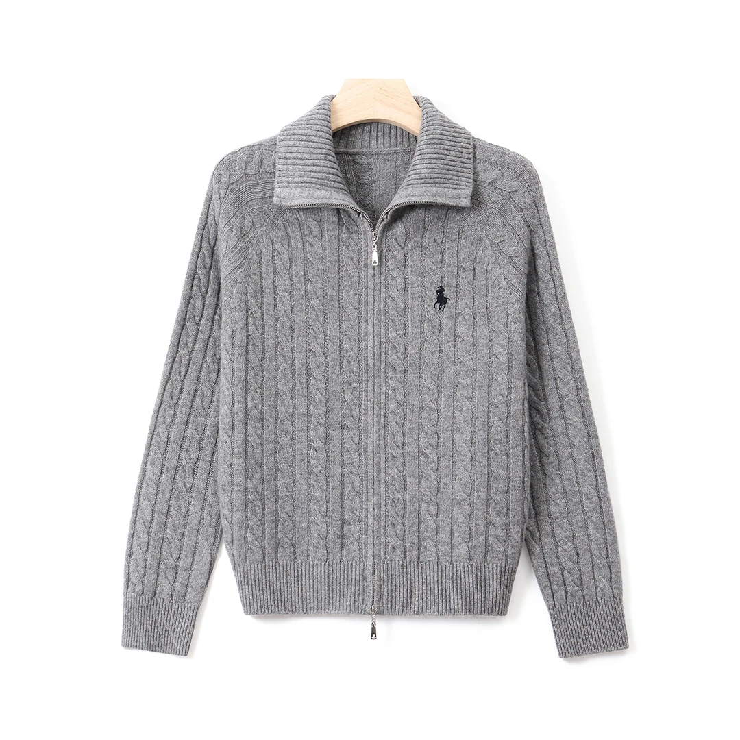 100%绵羊毛~温柔绞花针织上衣女亲肤透气2024秋冬新款外套