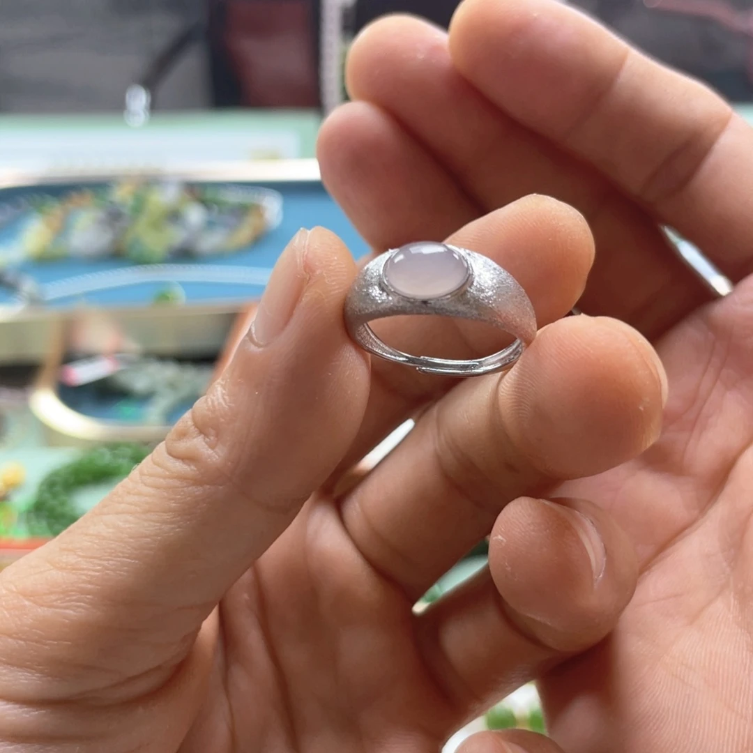 和田玉戒指银S925镶嵌