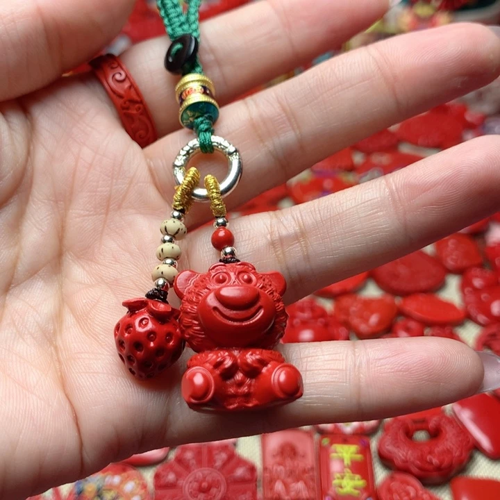 天然辰砂工艺品朱砂钥匙扣