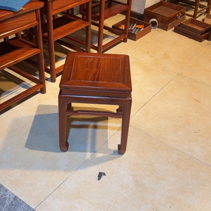 紫檀木类家具跃**先缅花方凳