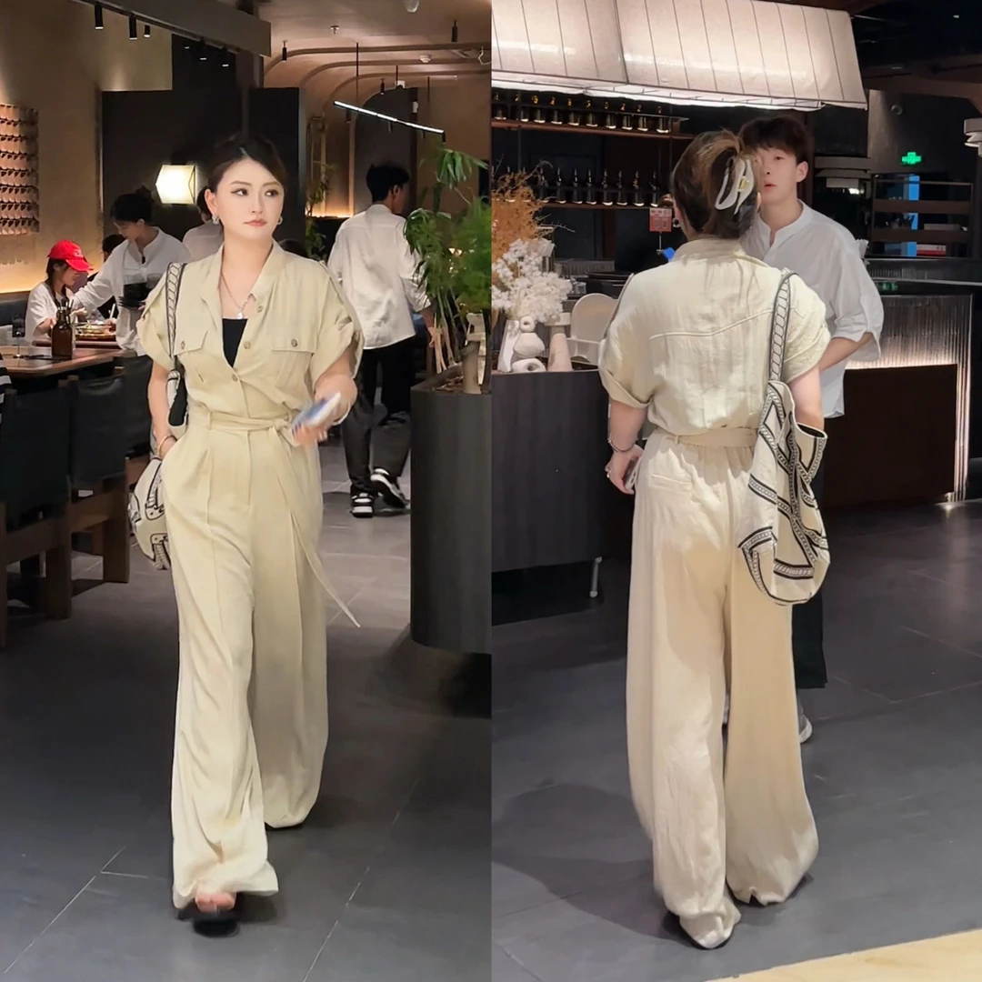 PRASE·杨杨【连体裤】微胖轻奢设计夏女时尚休闲工装连体裤PR504C28