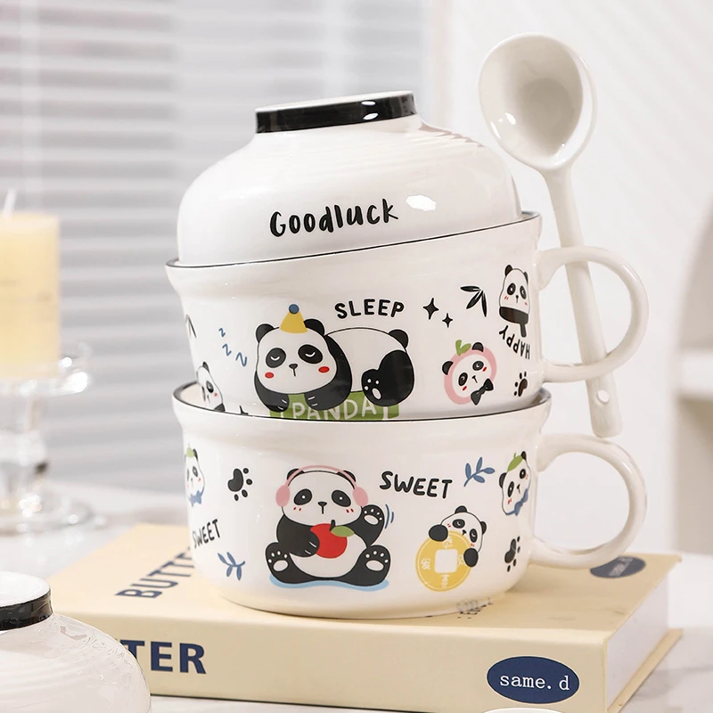 陶瓷泡面学生饭碗大号碗筷泡面碗陶瓷家用创意上班族可爱套装宿舍