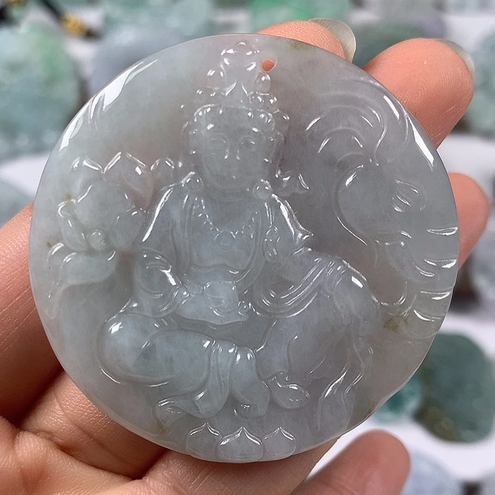 颈饰未镶嵌翡翠普贤菩萨福利洒黄翡福利