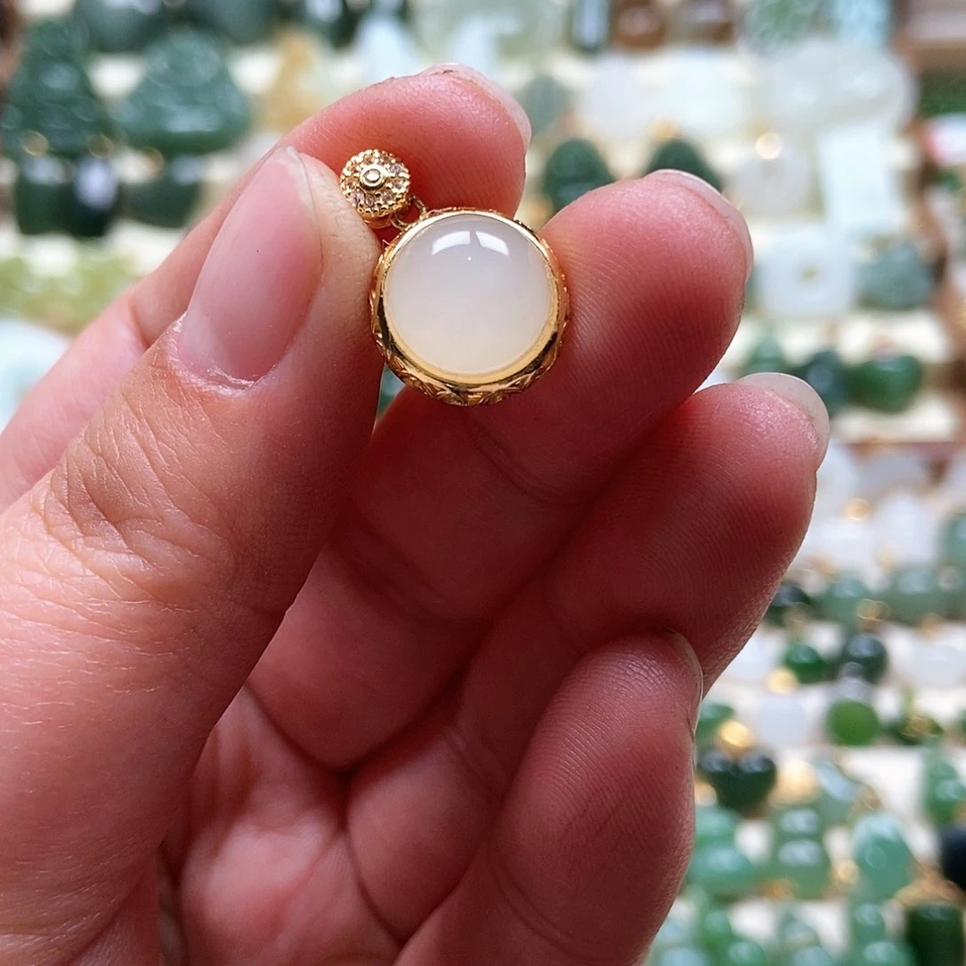 吊坠(不含链)银S925镶嵌和田玉