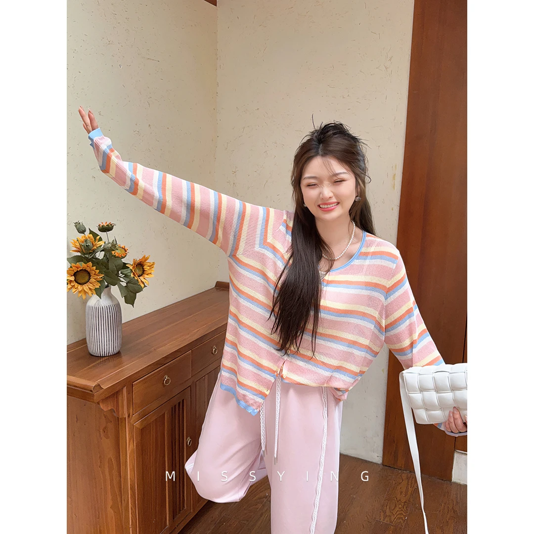 应小姐【调色师】微胖大码夏季显瘦复古文艺法式气质温柔针织开衫