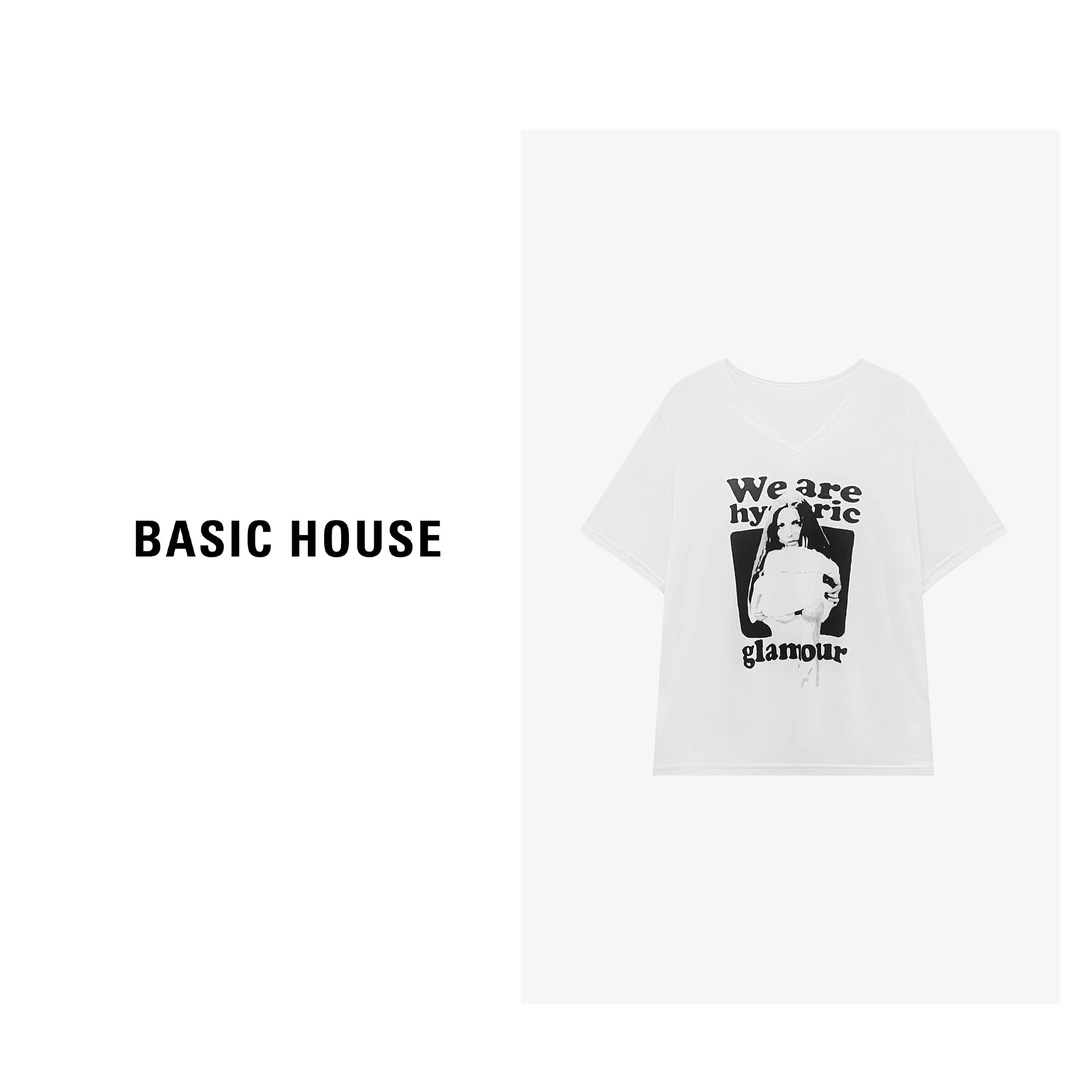 Basic House/百家好时尚休闲百搭设计女士夏季T恤-B0625B5GWD2