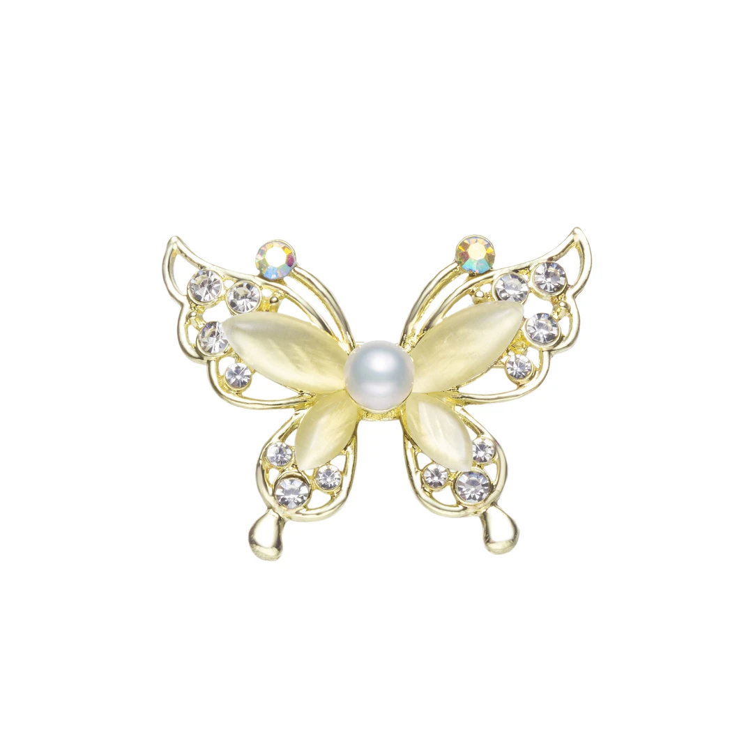 【王公子】淡水珍珠/小蝴蝶胸针/7-8MM/合金
