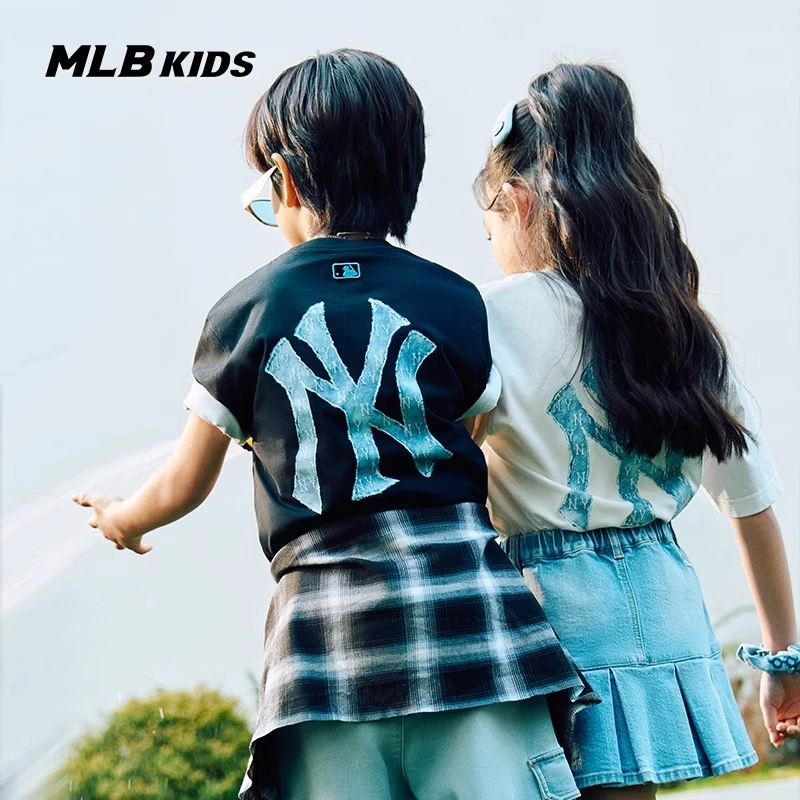 MLB儿童官方男女童时尚潮流舒适简约复古老花T恤25新款7ATSMV453