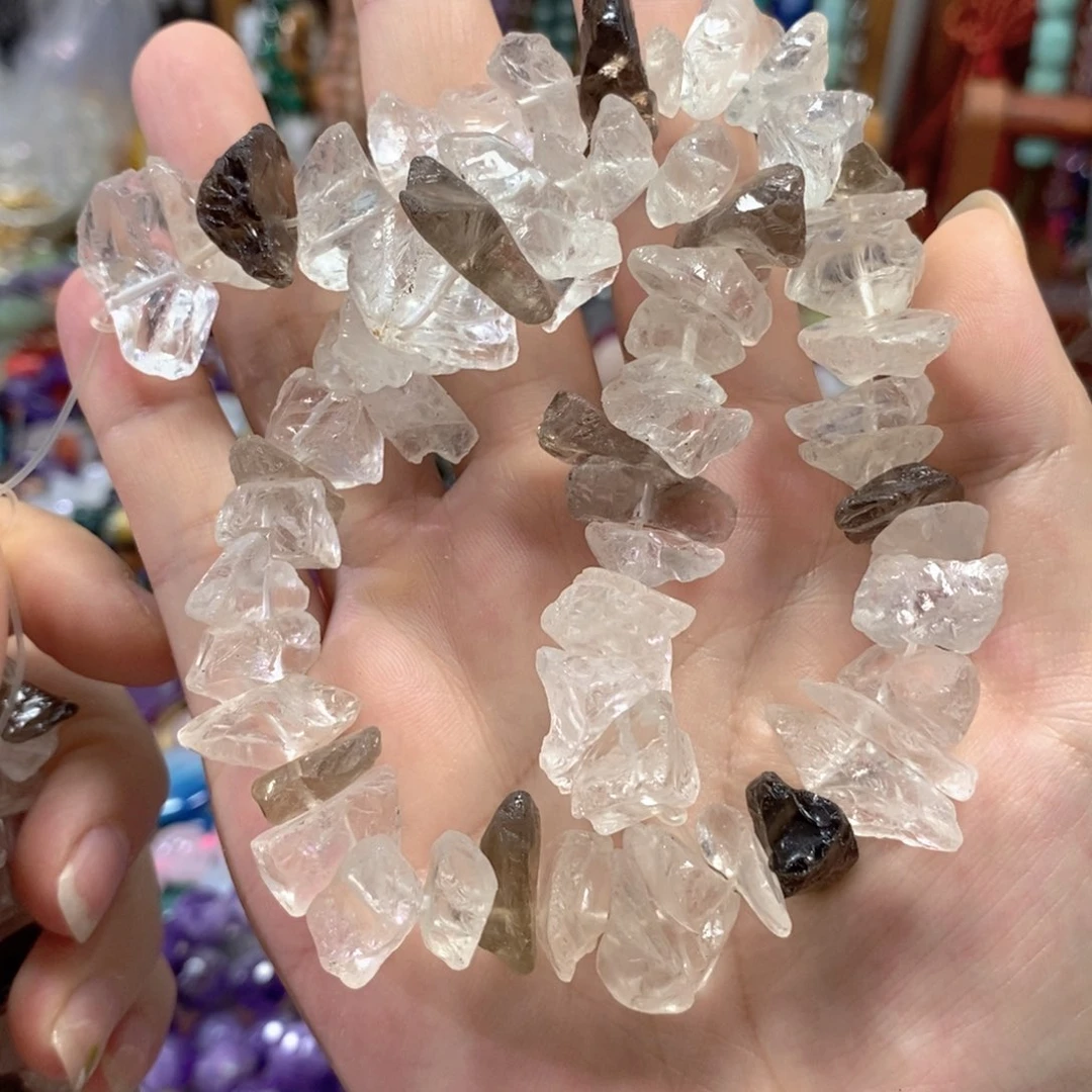 玛瑙/玉髓合金珠宝半成品原矿白水茶晶一条