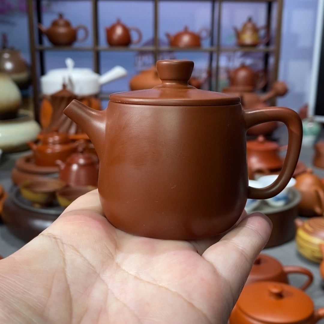 茶壶紫砂章淑煌朱泥直桶壶85cc
