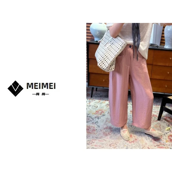 XMM【肌理感醋酸裤】时尚百搭潮流显瘦洋气宽松休闲夏季设计GZ89033