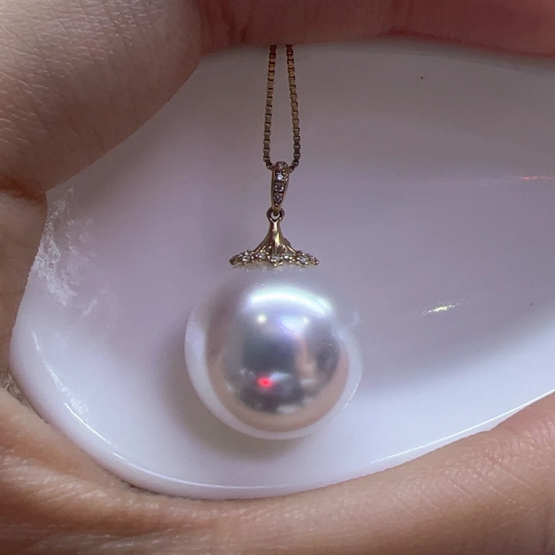 淡水珍珠吊坠(赠链)18K金镶嵌