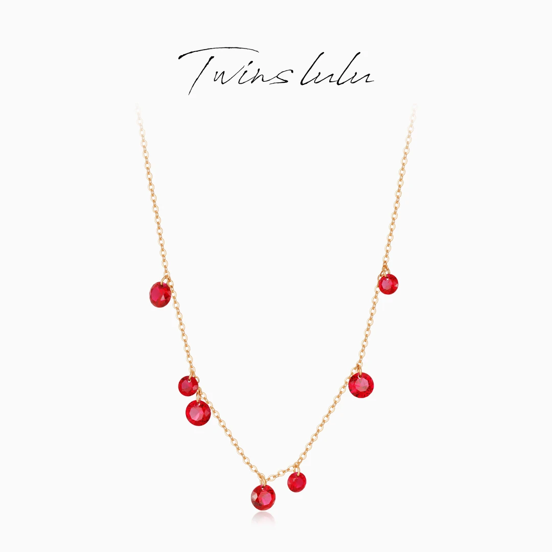 TWINSLULU 【石榴果】新年款 轻奢小众高级圆形红色项链TSJ7831