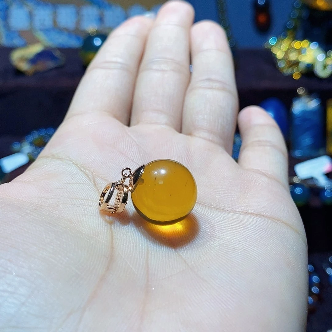 银S925镀金镶嵌颈饰蓝珀t***r万能扣微粉