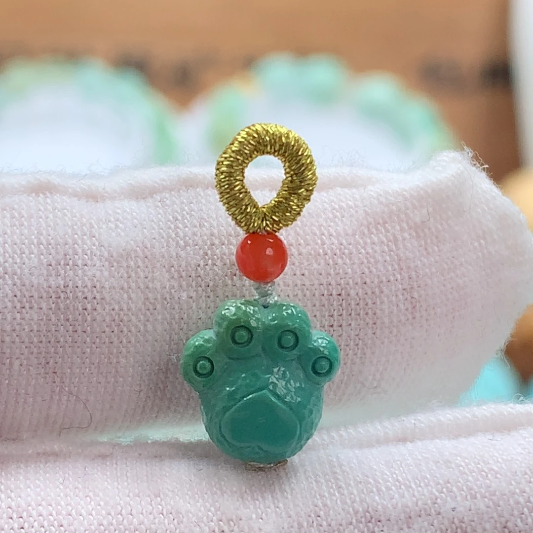 绿松石未镶嵌原矿绿松石小猫爪配饰