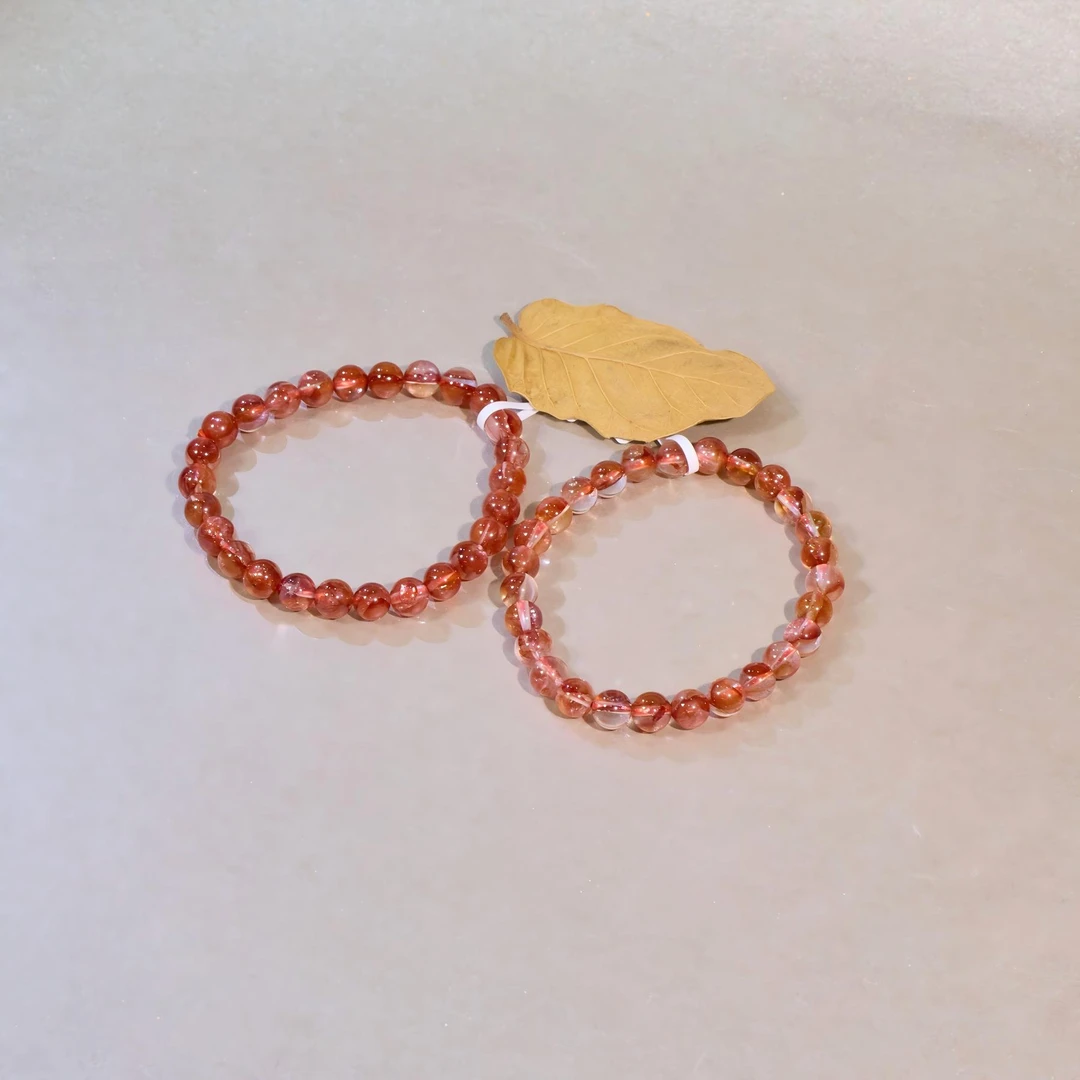 【歪歪】水晶红胶花单圈圆珠手串（卡7）（多样性发一）XB-H6953