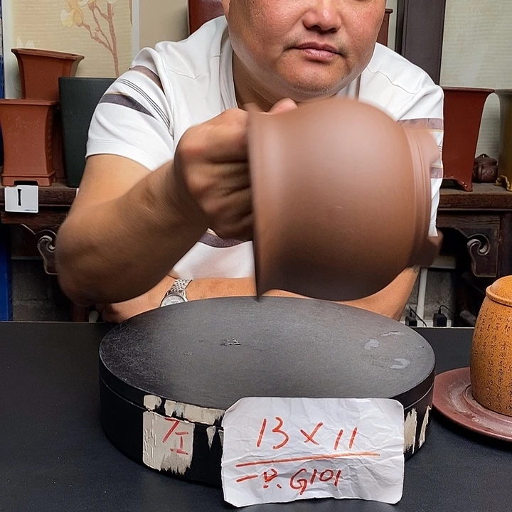 紫砂花盆货号一只G101