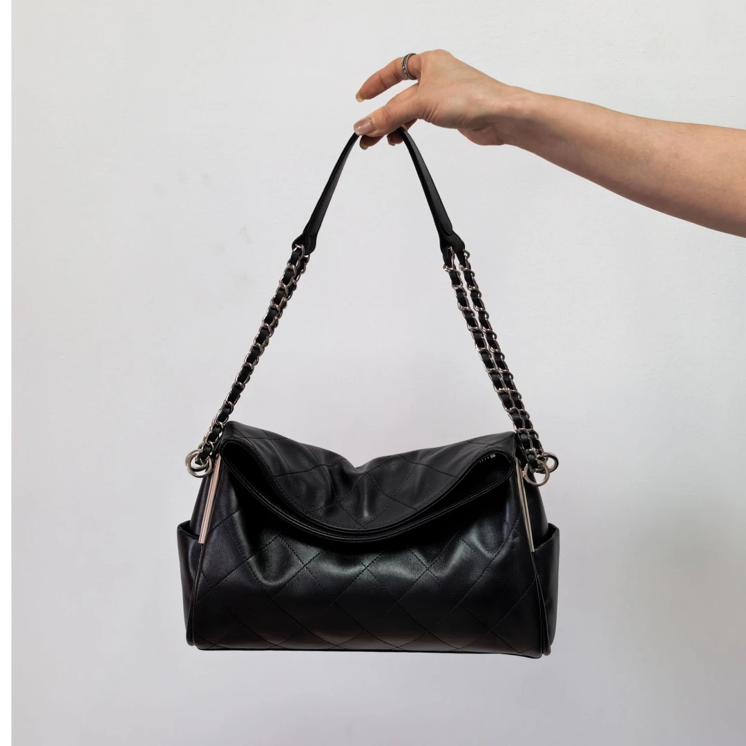 【黑银杆】香香家腋下单肩包休闲简约时尚休闲百搭女士黑色真皮女包