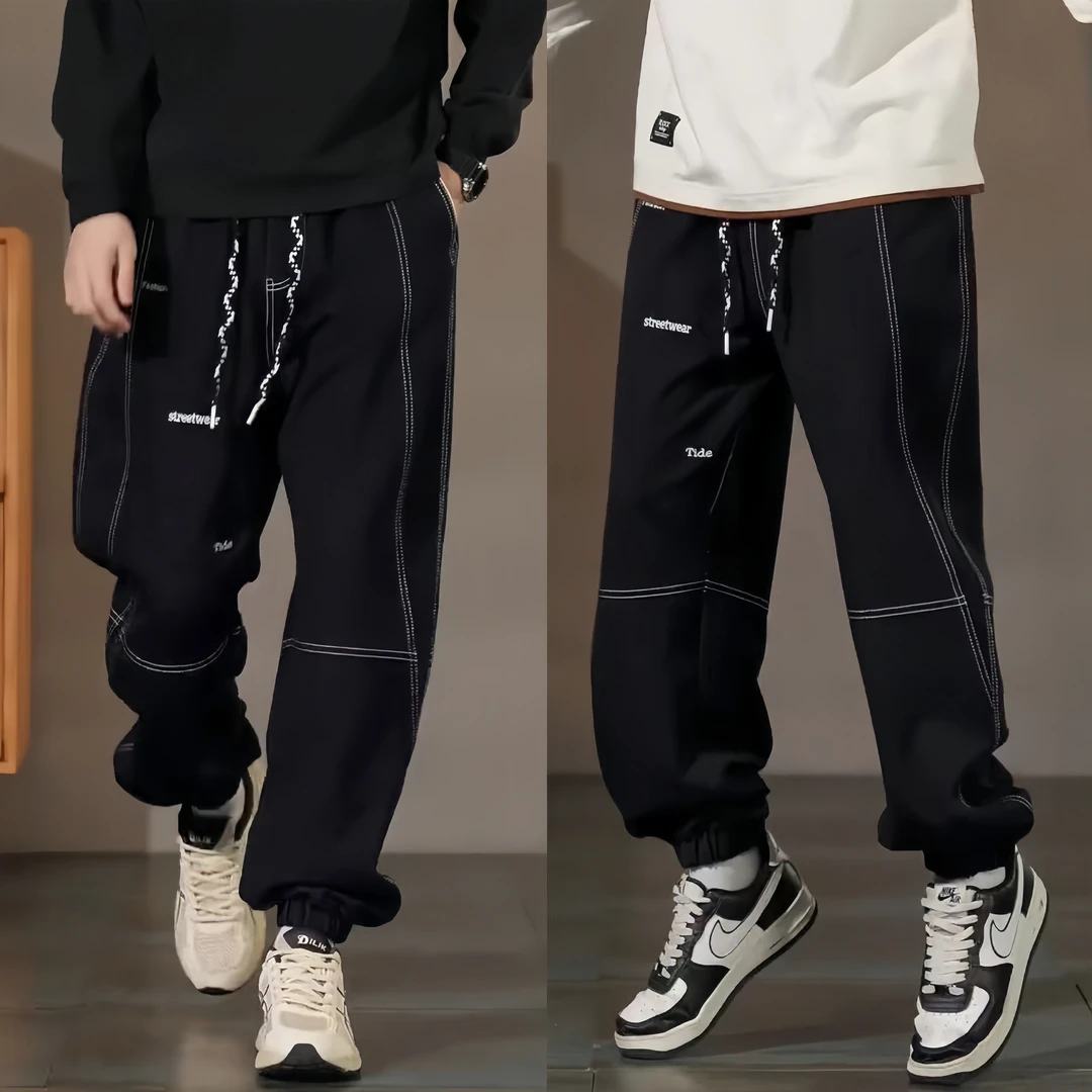 秋季新款阳离子束脚牛仔裤男士时尚百搭宽松舒适弹力收脚休闲卫裤