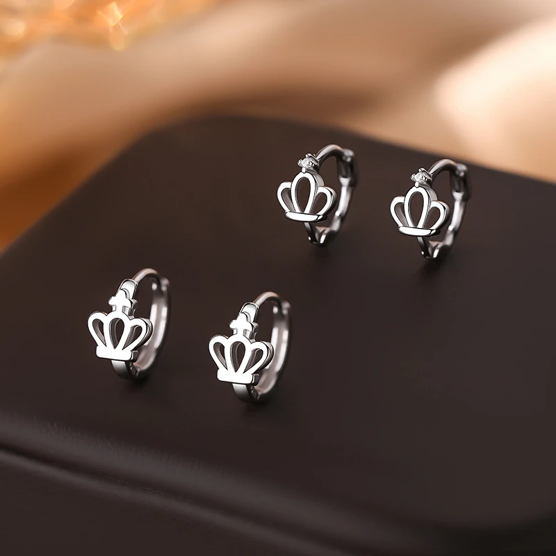 925银耳饰 S925纯银皇冠耳扣女高级轻奢耳环小众设计感免摘耳饰