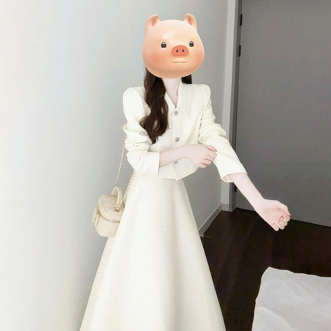 温柔富家千金感穿搭连衣裙子女2025新款早秋季小香风两件套装长裙