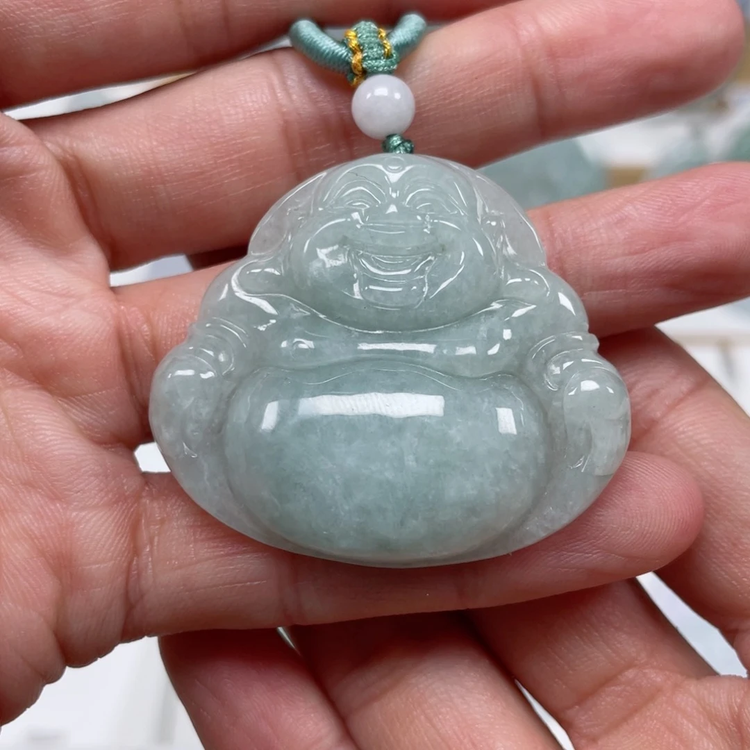 翡翠颈饰未镶嵌天然缅甸翡翠A货佛公119号