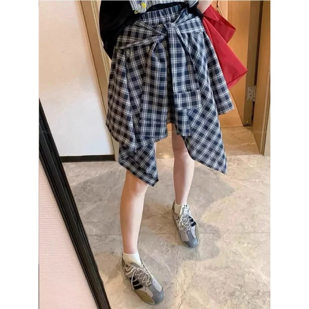 不规则格子半身裙（内衬有短裤）