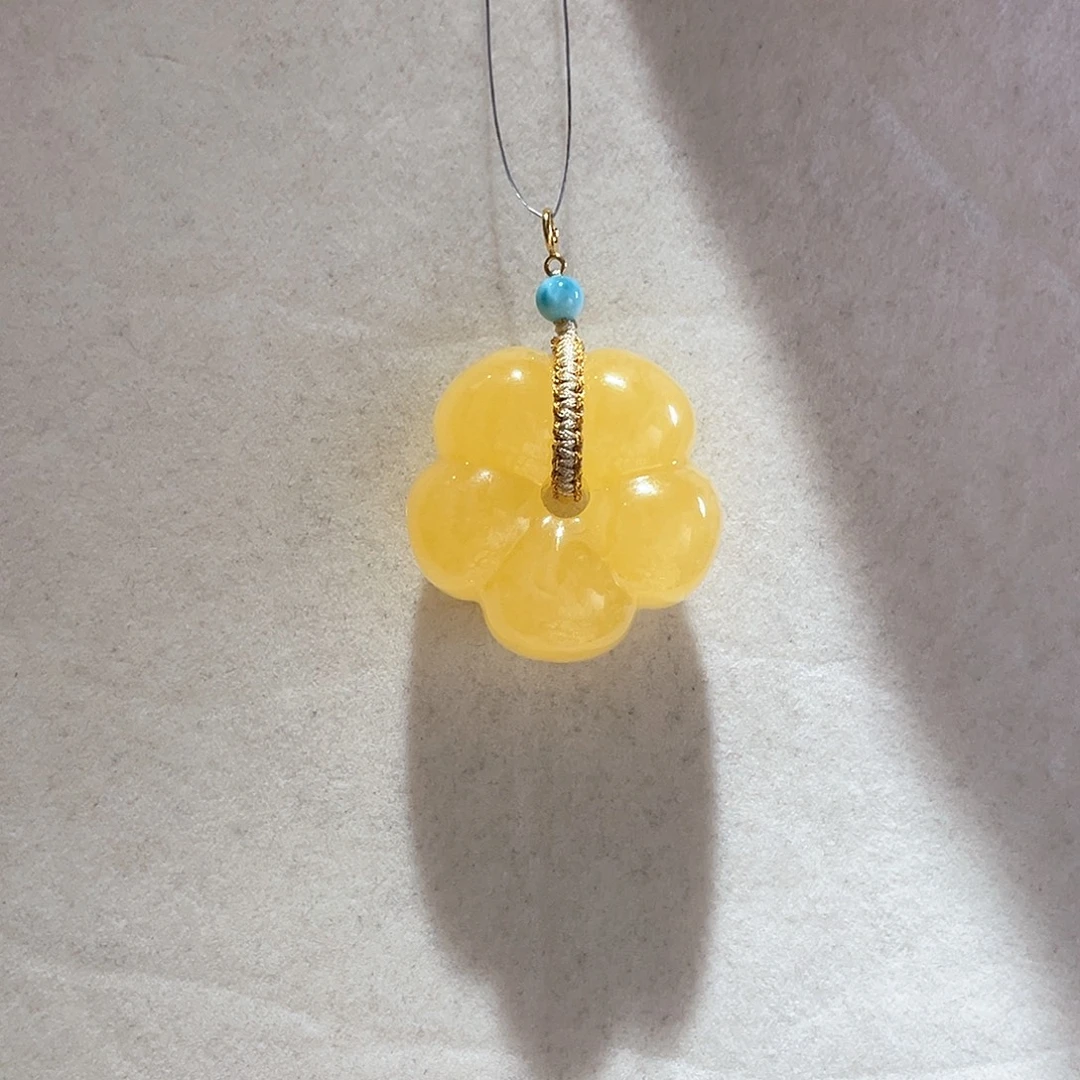 琥珀18K金镶嵌颈饰大气款