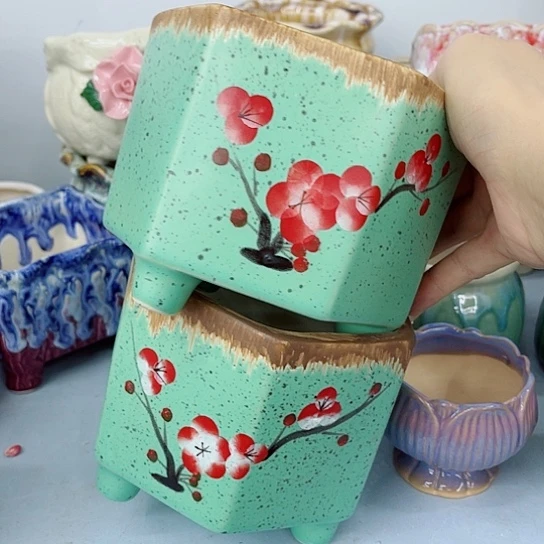 多肉绿植陶瓷花盆9.9包邮，有空