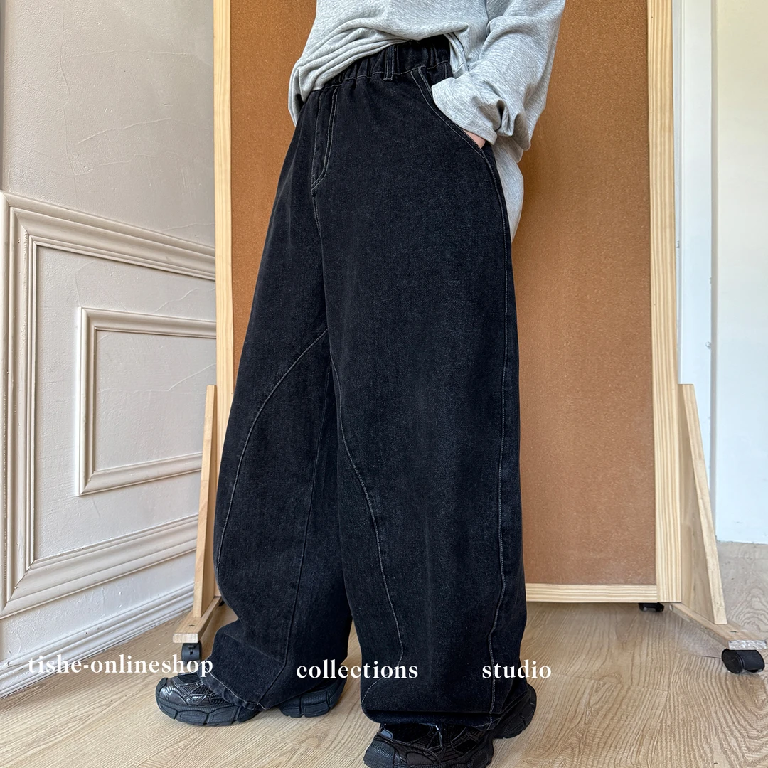 男童裤子春秋款中大童复古水洗做旧软牛仔裤2025新款青少年直筒裤