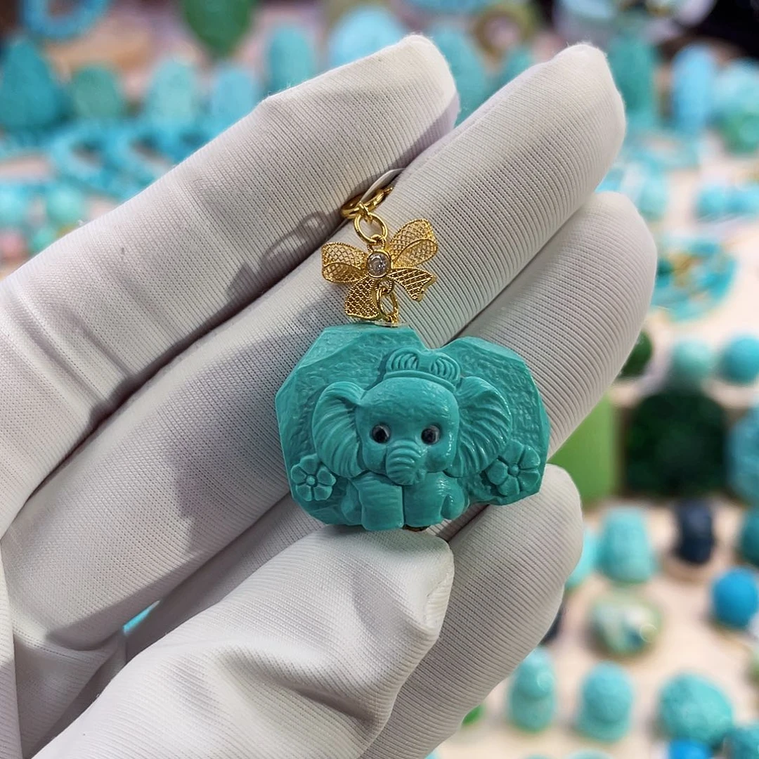 绿松石珠宝奇石18K金镶嵌