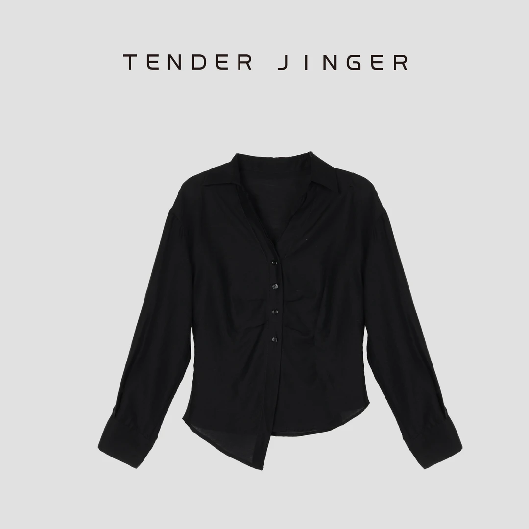 Tender Jinger蕾丝领边不规则衬衫T52ASH30806