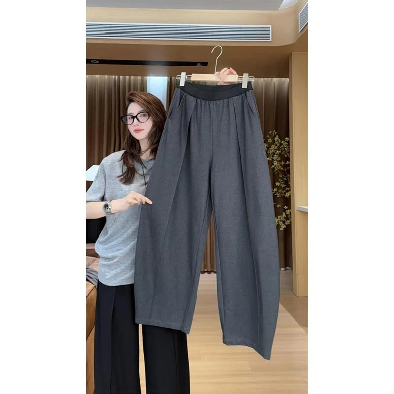 2025春秋韩式新款高腰显瘦休闲裤女个性百搭高级感小众垂感直筒裤