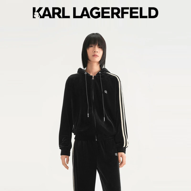 【达人专享】KARLLAGERFELD早秋款连帽运动外套老佛爷236L1599