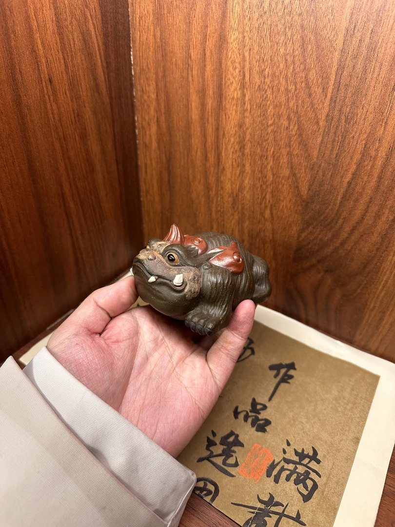 宜兴紫砂风起天岚三足金蟾创意手工摆件茶玩茶道茶桌茶器