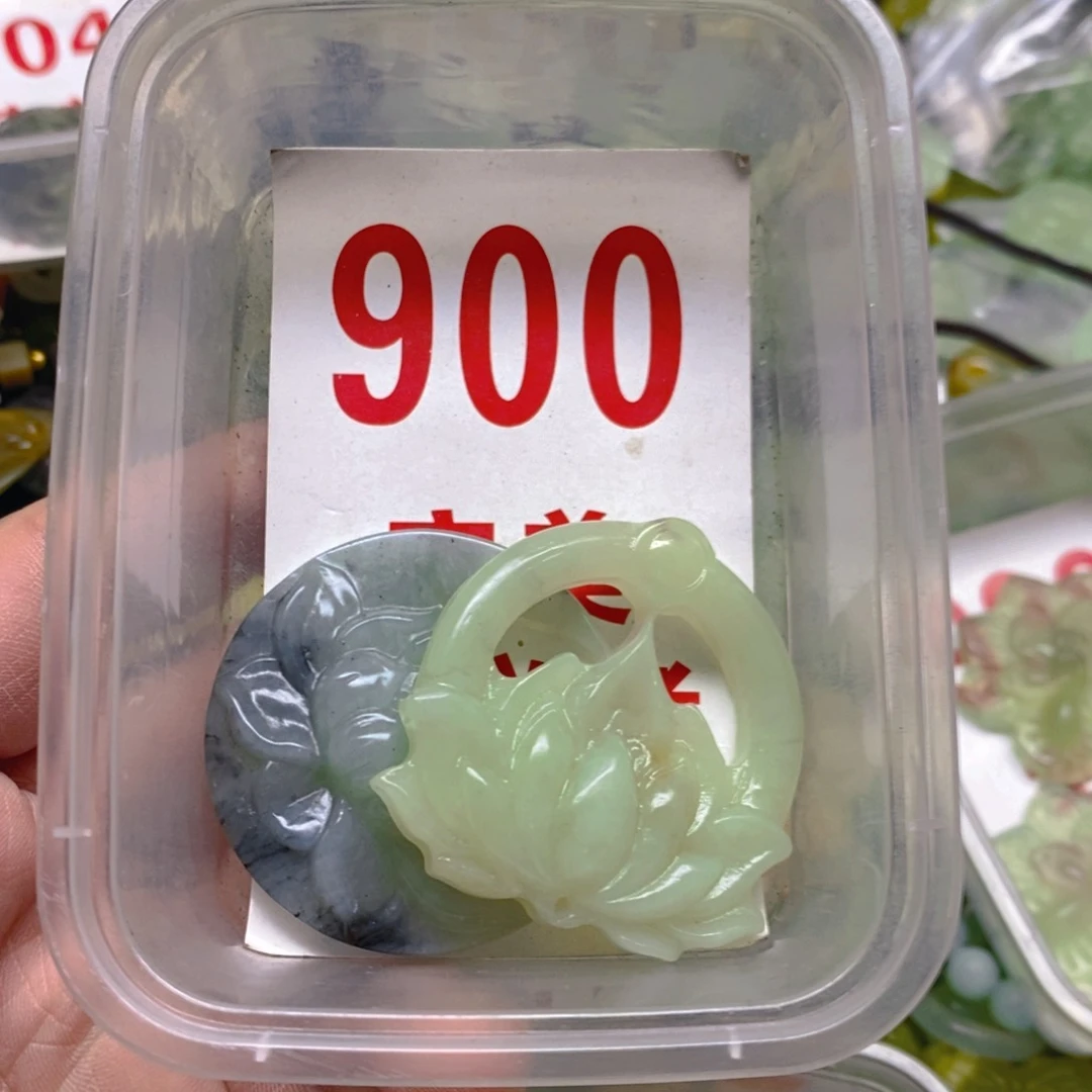 蛇纹石玉吊坠足银镀金镶嵌