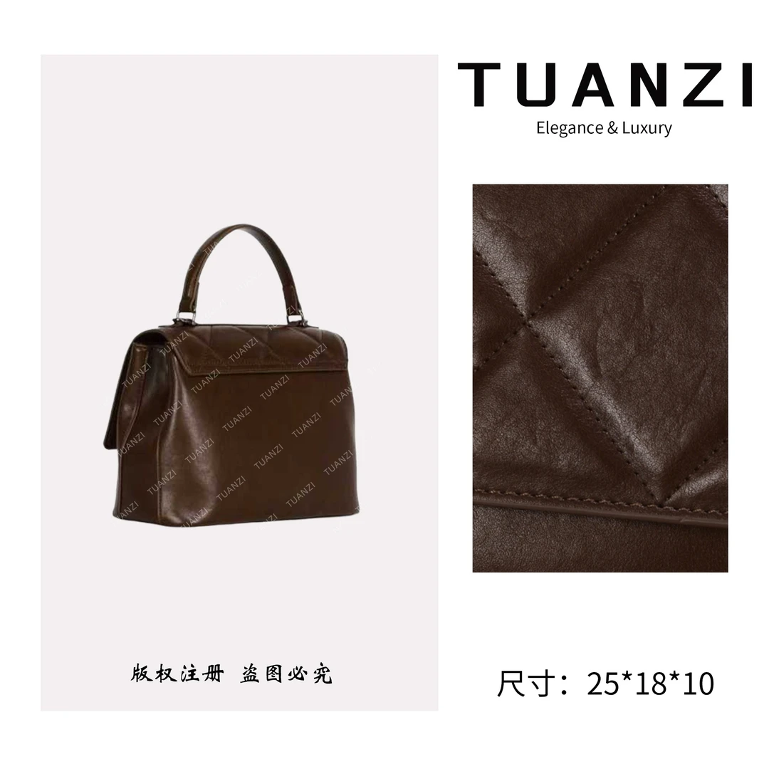 TUANZI『高端玩家』原创设计秋冬新款手提斜跨包 GQ-77411-咖啡