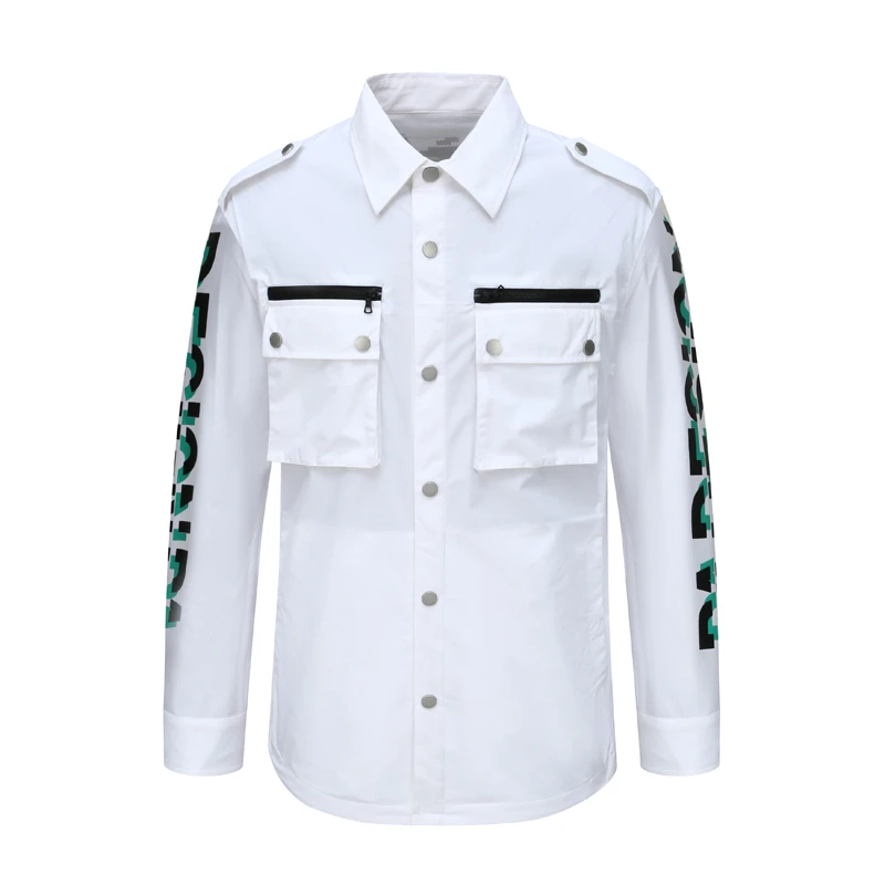 H1121春夏薄款男式夹克 翻领舒适休闲外套 白色 时尚都市